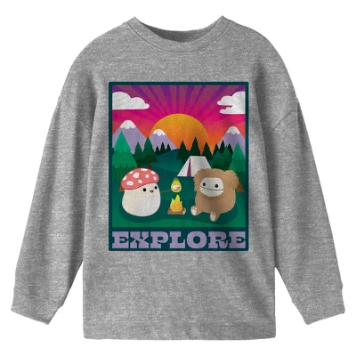 Squishmallows Explore Crew Neck Long Sleeve Gray Youth Tee 4 Squishmallows Explore Crew Neck Long Sleeve Gray Youth Tee - Image 2