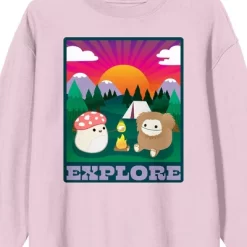 Squishmallows Explore Crew Neck Long Sleeve Adult Cradle Pink Sweatshirt