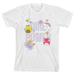 Squishmallows Girl Power Crew Neck Short Sleeve White Youth Girl's T-shirt -Squishmallows GUEST 5f88ba5a 2a19 4821 82b8 e5cd29ce62cc