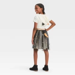 Girls' Squishmallows Cat Hooded Dress - White/Black