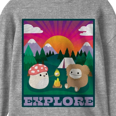 Squishmallows Explore Crew Neck Long Sleeve Gray Youth Tee 3 Squishmallows Explore Crew Neck Long Sleeve Gray Youth Tee