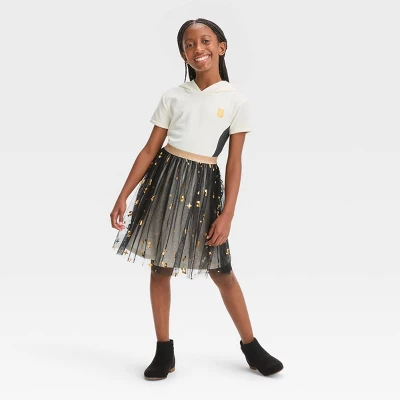 Girls' Squishmallows Cat Hooded Dress - White/Black 5 Girls' Squishmallows Cat Hooded Dress - White/Black - Image 3