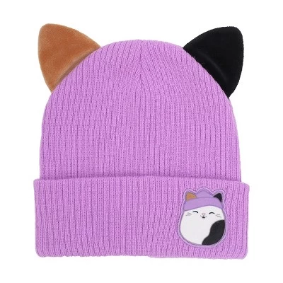 Squishmallows 3D Cat Ears Youth Beanie And Gloves Set 3 Squishmallows 3D Cat Ears Youth Beanie And Gloves Set